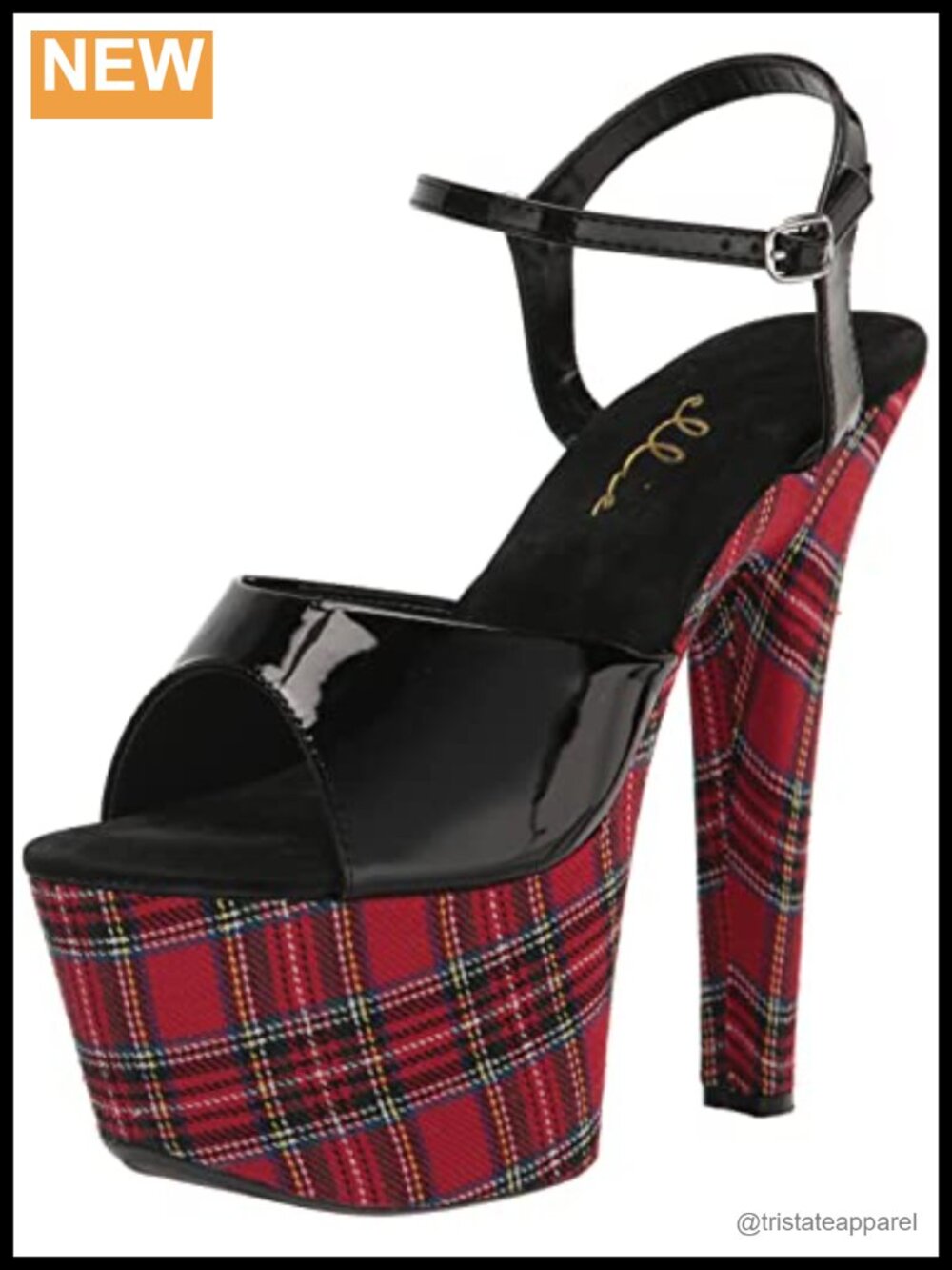 Platform Heeled Sandal Plaid Ankle Strap Stiletto Open Toe Wedding